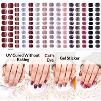 Autocollants pour ongles en gel effet œil de chat tendance 2026, sans UV, auto-adhésifs, sans cuisson, imperméables, pour nail art, coffret cadeau