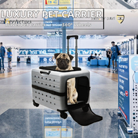 Valise de transport de luxe pour chats, en nylon, avec fermeture éclair, roulettes universelles à 360°, boîte de transport pour animaux de compagnie, pour voyages en extérieur, capacité 10 kg