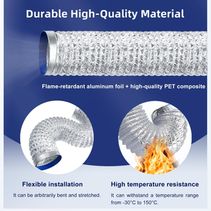 Tuyau flexible en aluminium pour climatiseur portable de chantier, kit de ventilation de fenêtre pour climatisation, conduit de ventilation HVAC - Product Image 4