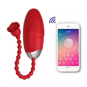 2 in 1 Wireless App Remote Control Vibrator G-Spot Stimulate Orgasm Rose Clitoral Vaginal Balls Vibrating Toys For Women