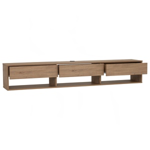 Space-Saving 1.8m Oak Colour HIRADO <b>Wall</b> TV Cabinet with <b>Shelf</b> Export from Malaysia Floating Media <b>Console</b> for Modern Apartments - Product Image 2