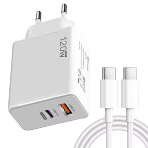 CTX Factory 120W Dual 2 puertos <span class=keywords><strong>USB</strong></span> cargador de carga rápida QC3.0 tipo <span class=keywords><strong>C</strong></span> adaptador de pared para Xiaomi para iPhone 16 Pro Max otra celda - Product Image 1