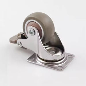Roulettes en acier et caoutchouc avec frein, capacité 35 kg, à montage latéral à angle droit, pour bureau en contreplaqué, berceau, hôpital, hôtel, salon, silencieuses - Product Image 3