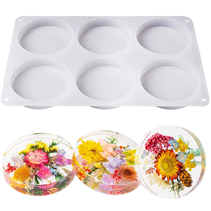 6 Cavity Flexibility Round Molds for Resin Epoxy Coaster Molds for Cups Mats DIY <b>Craft</b> Coaster Molds - Product Image 1