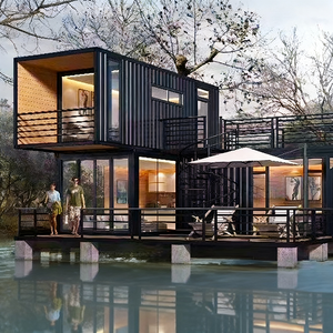 럭셔리 스틸 현대 조립식 컨테이너 주택 주방 욕실 블랙 아파트 워크샵 학교 카페 상점 확장 가능 - Product Image 2