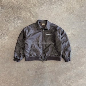 Chaqueta de Cuero Personalizada Estilo Vintage Streetwear con Cremallera, Forro Acolchado, Diseño Bomber, Chaqueta de Cuero Encerado para Hombre, Talla Grande - Product Image 1