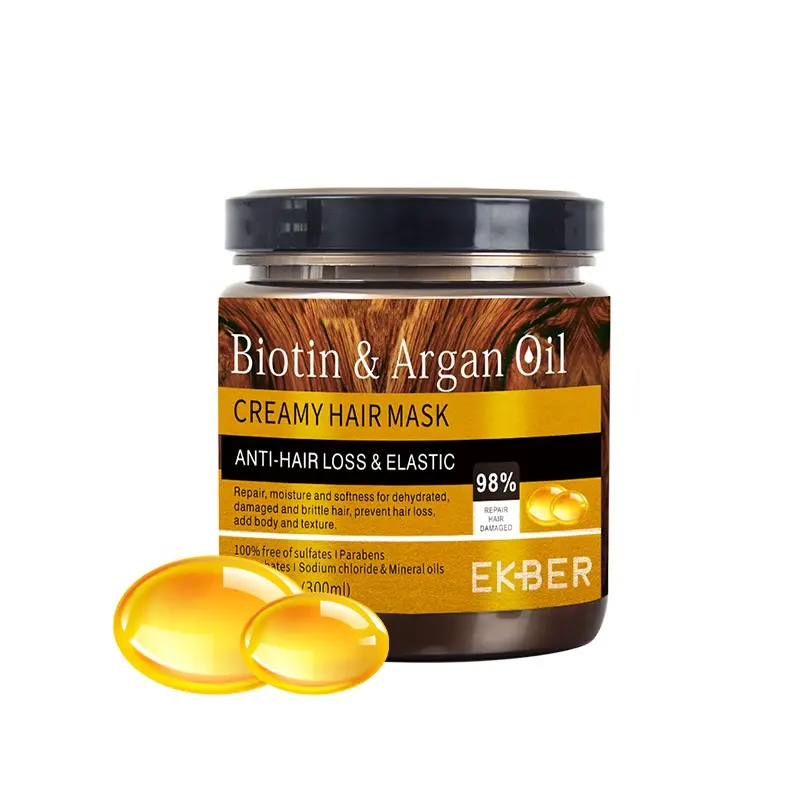 Nuovo arrivo Ekber Biotin olio di Argan cheratina riparazione maschera per capelli capelli secchi trattamento setoso lucido cura quotidiana dei capelli lisci lunghi