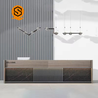 Comptoir de réception en bois de teck pour le bureau Shinestone Luxury Design Hotel Beauty Salon Company Réception Réception