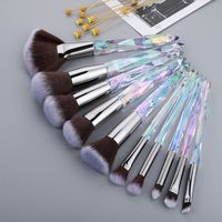Ensemble de 10 pinceaux de maquillage professionnels personnalisés avec logo violet et bleu, pour fond de teint en poudre, fard à paupières, sourcils, effet cristal, marque privée.