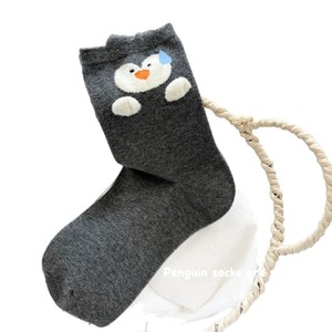 Penguin Crew <b>Socks</b> For Women Mid Calf Soft Flocked Cartoon Anime Style Breathable Keep Warm Youth Autumn <b>Winter</b> - Product Image 4