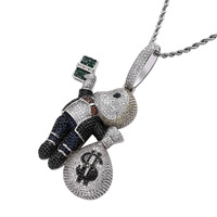 Collier pendentif sac à monnaie Hip Hop en cuivre, serti de zircone cubique, bijou garçon style dessin animé