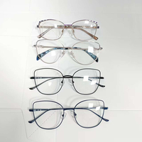 Montures de lunettes polygonales fines en métal pour femmes, bicolores, en alliage, pour verres correcteurs, vente en gros, stock en vrac