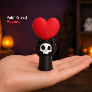 Novedad Transfronteriza: Mini Estatua de Calavera de Halloween, Esqueleto del Ceñidor de Almas Sosteniendo un Corazón, Arte Moderno Adorable, Impreso en 3D con PLA - Product Image 2