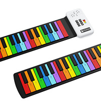 49-Key Roll Flexible Portable Foldable Plastic Children Electronic Piano Colorful Digital Lightweight Silicone Hand-Rolled Piano