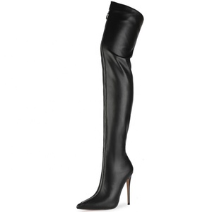 Botas Altas por Encima de la Rodilla para Mujer, Diseño Moderno con Cierre Frontal, Talla Grande 45, Tacones de Aguja - Product Image 1
