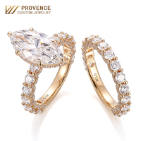 Bague de mariage et de fiançailles en or massif 18 carats avec diamant de laboratoire 5,1 carats, alliance éternelle personnalisée, bagues de couple
