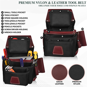 Nylon <strong>Leather</strong> Heavy Duty Drywall <strong>Tool</strong> Bag Belt Customizable OEM/ODM <strong>Tool</strong> <strong>Pouch</strong> for Carpenter Construction Framers Electrician - Product Image 2