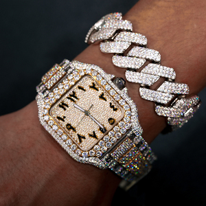 Luxury Hip Hop Jewelry Bnad Wrist Custom Case Micro Paved VVS Moissanite <strong>Diamond</strong> Iced Out Mechanical <strong>Watch</strong> for Men - Product Image 3