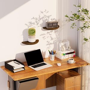 Estantes Flotantes de Madera Maciza Semicirculares, Elegantes Estantes Flotantes para Salas de Estar, Baños, Dormitorios, <span class=keywords><strong>Oficinas</strong></span> - Product Image 6