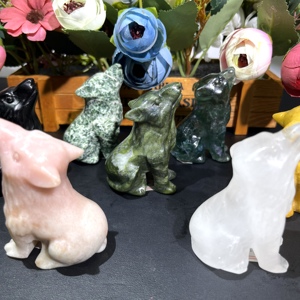Vendita all'Ingrosso di Giade Naturali: Giada Gialla Xiuyan, Opale Rosa, Ossidiana Nera, Lupo Urlante per Decorazione d'Interni - Product Image 3