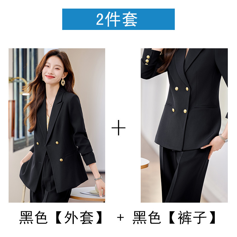 Black suit with slightly flared trousers