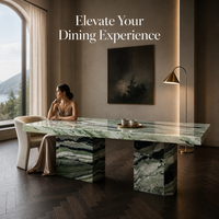 Table à manger moderne en marbre naturel vert, table rectangulaire en pierre pour villa, salon, mobilier en pierre, hôtel, galerie, décoration