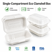 Boîte à emporter écologique 9x5 pouces en MFPP, pliable, type coquille, conteneur alimentaire jetable, emballage pour boîte à lunch