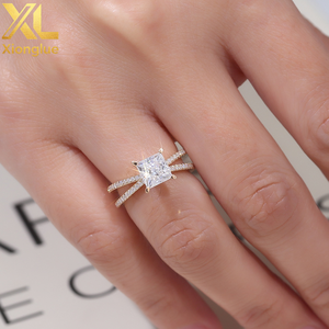 Anillo de Diamantes con Corte Princesa de Oro Amarillo de 14k y 18k, Joyería de Oro Sólido, Anillo de Diamantes Moissanite de Diseñador, Anillo de Compromiso y Boda para Mujer - Product Image 4