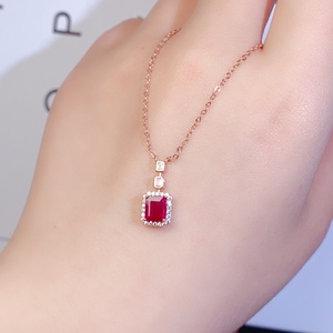 Rubí Natural de 5x6 mm, Joyería de Rubí Natural, Gema Natural Pura, Collar con Colgante de Plata de Ley 925 - Product Image 2
