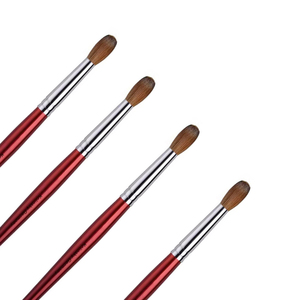 Pinceau à ongles en acrylique 100% Kolinsky avec manche en bois rouge pour la peinture sur ongles, le dessin et l'extension de poudre acrylique - Product Image 1