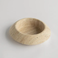 Bol à fruits en pierre de travertin naturel, bol décoratif sur pied, centre de table pour la décoration de la maison