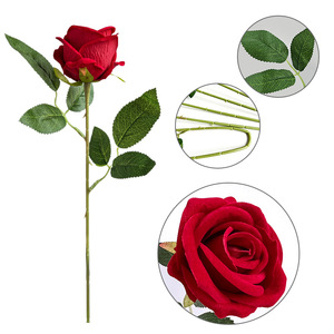 Roses artificielles Gardenia à tige unique, roses en velours, décoration de mariage à domicile, 12 pièces, rouge - Product Image 5