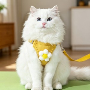 Arnés para mascotas, chaleco floral amarillo, transpirable, para perros pequeños, uso en exteriores - Product Image 3