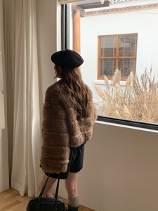 Giacca in Pelle con Pelliccia di Volpe Importata, Bicolore, per Donna, Cappotto in Vera Pelliccia di Volpe Spessa - Product Image 2