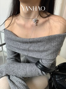 Choker stile coreano in acciaio inox <span class=keywords><strong>disegno</strong></span> <span class=keywords><strong>catena</strong></span> maglione femminile regolabile - Product Image 6