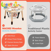 Centre d'activités pour bébé en bois, table de jeu sensoriel Montessori avec siège rembourré, jeu interactif à 360 degrés, mobilier de crèche