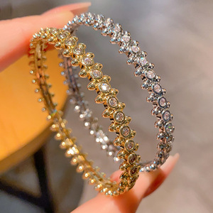 Heart Shape Zircon <b>Bracelet</b> Gold And White <b>Copper</b> Bezel Setting For Gift Spring 2025 Yiwu Origin - Product Image 3
