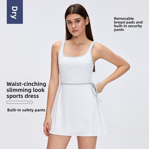 Robe de tennis pour femme avec coussinets de poitrine, respirante, pour yoga et tennis, ensemble deux pièces - Product Image 2