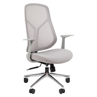 Chaise de bureau réglable gris clair, chaise pivotante pour ordinateur avec accoudoirs fixes et dossier inclinable