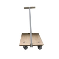 Chariot à plateforme en bambou, structure OEM personnalisable, capacité de charge de 250 kg, poignée robuste, roulettes blanches en PP de 4*3 pouces