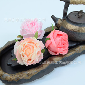 Fleurs artificielles réalistes en soie Dongchen Crafts, roses à bords brûlés simulés, pour décorations de mariage et bouquets de mariée - Product Image 3