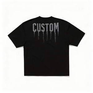 T-shirt en coton 100% pour homme, à manches courtes, tricoté, avec graphisme en strass, diamant, logo imprimé, décontracté, écologique, de haute qualité, personnalisé, 180 - Product Image 5