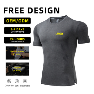 Camisetas Masculinas Dryfit de Compressão para Corrida e Academia, Atacado de Roupas Fitness Musculação com Estampa de Fibra de Bambu - Product Image 2