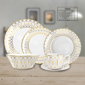 Ensemble d'assiettes en céramique ensemble de <span class=keywords><strong>vaisselle</strong></span> occidentale personnalisé fleur d'or porcelaine fine assiette à dîner ensembles de <span class=keywords><strong>vaisselle</strong></span> - Product Image 2