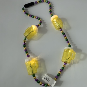 Collier <span class=keywords><strong>Mini</strong></span> Chope à Bière Lumineuse <span class=keywords><strong>LED</strong></span> Personnalisé en Gros, Perles Électroplaquées, Idéal pour les Décorations de Fêtes de Noël et de Carnaval - Product Image 5