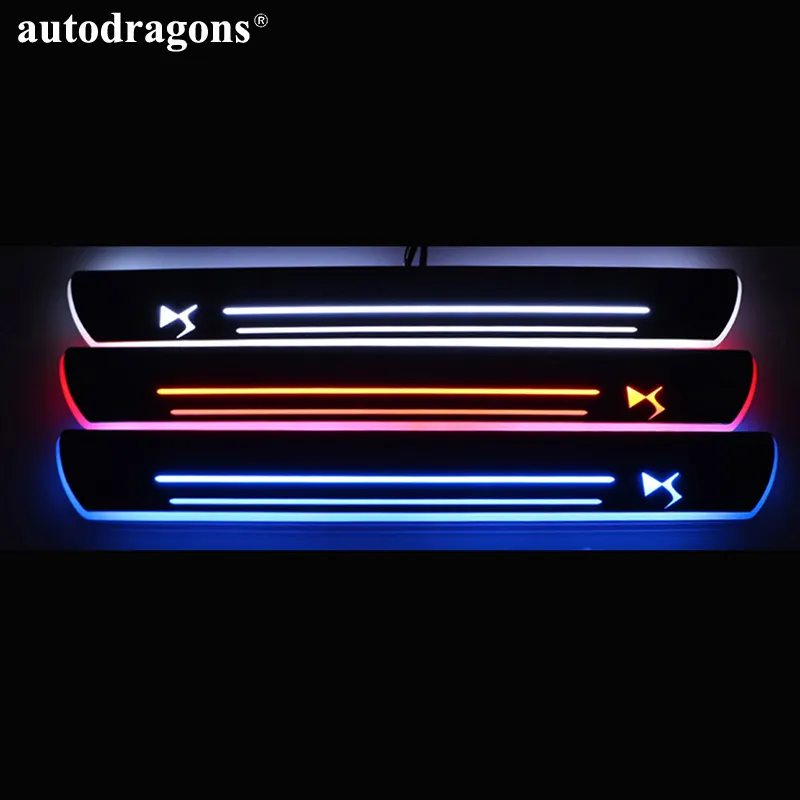 Autodragons blanco rojo azul RGB sentido coche inalámbrico puerta placa del desgaste Led puerta Placa de luz