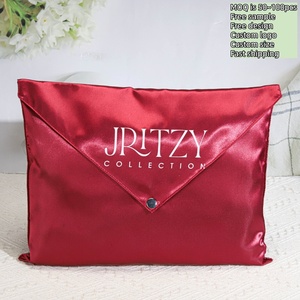 กระเป๋าใส่วิกผมเก็บซองผ้าซาตินสีแดงหรูหราพร้อมโลโก้กระเป๋าใส่เครื่องสำอางผ้าซาตินกันฝุ่นสำหรับเป็นของขวัญ - Product Image 1