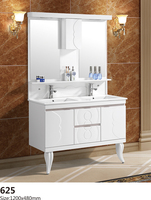 Meuble de salle de bain mural incurvé blanc brillant vintage personnalisé avec tiroirs de rangement, miroir et armoire latérale haute combinée