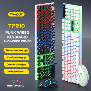 <span class=keywords><strong>Clavier</strong></span> <span class=keywords><strong>et</strong></span> <span class=keywords><strong>souris</strong></span> de jeu filaires LED professionnels T-WOLF, rétroéclairés, taille standard, 104 touches, <span class=keywords><strong>clavier</strong></span> punk, <span class=keywords><strong>souris</strong></span> pour joueur de bureau - Product Image 3