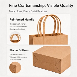 Sacs en papier kraft biodégradables robustes personnalisés en gros, multi-tailles, colorés, pour cadeaux, shopping, vente au détail, avec votre propre logo - Product Image 4